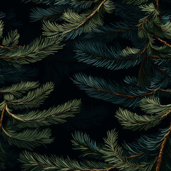 Seamless Spruce Branch Texture. Natural Green Pattern for Design and Backgrounds