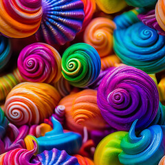 Fototapeta na wymiar Vibrant Colorful Seashells Seamless Texture Background for Design and Decoration