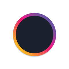 Realistic round photo frame template. Colored, blank picture frame for image or text.