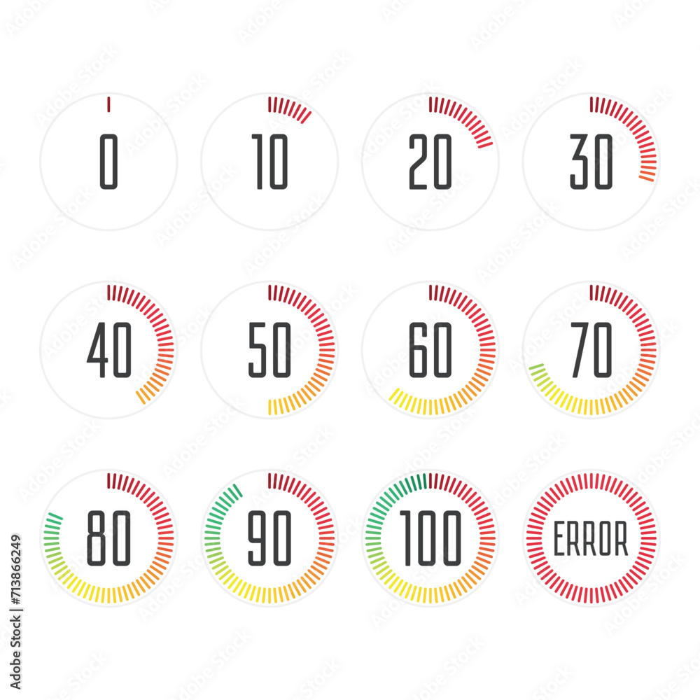 Poster circle loading or progress bars. template graph pie chart with gradations.