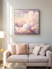 Dreamy Cloudscape Horizons: Ethereal Skyline Elegance in Wall Art