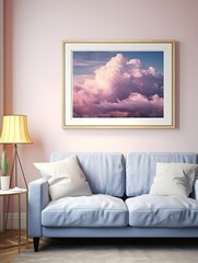 Dreamy Cloudscape Horizons: Ethereal Evening Vintage Print - Wall Art