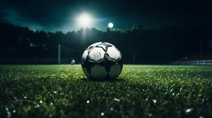 Fototapeta premium Nighttime soccer ball