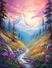 Enchanted Mountain Trail Artwork: Mountain Landscape Wall Art Print
