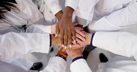 Diverse Medical Healthcare Staff Team Hands