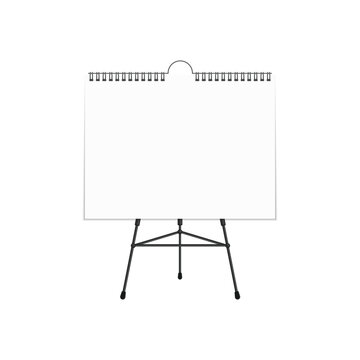 Whiteboard on a tripod. Billboard and business, education and empty space illustration.