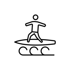 Surfer outline icons, minimalist vector illustration ,simple transparent graphic element .Isolated on white background