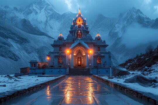 Front view of Kedarnath Temple