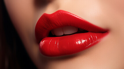 Close-up of beautiful lips for a lipstick advertisement