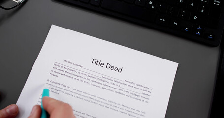 Property Title Deed. Real Estate Document
