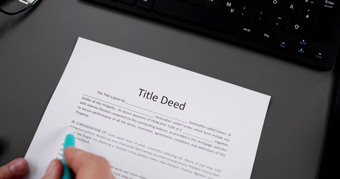 Property Title Deed. Real Estate Document