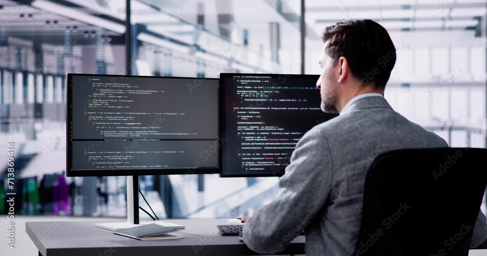 Poster Web Developer Coding On Computer