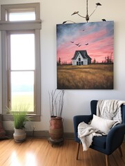 Free-Spirit Grassland Art: Farmhouse Dreams Roaming Free in A Vibrant Field