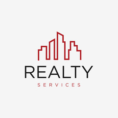real estate Linen Logo design. Abstract Real Estate Countryside 