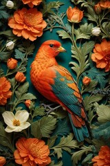 Colorful Garden Reverie Generative AI's Bird and flowers Harmony Unveiled