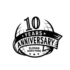 10 years anniversary design template. 10th logo. Vector and illustration. 