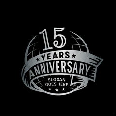 15 years anniversary design template. 15th logo. Vector and illustration. 