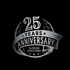 25 years anniversary design template. 25th logo. Vector and illustration.  - obrazy, fototapety, plakaty