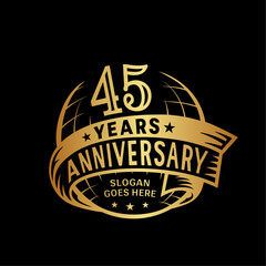 45 years anniversary design template. 45th logo. Vector and illustration. 