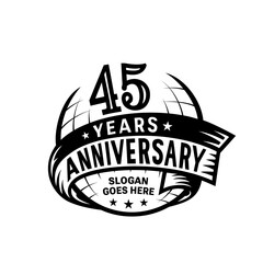 45 years anniversary design template. 45th logo. Vector and illustration. 
