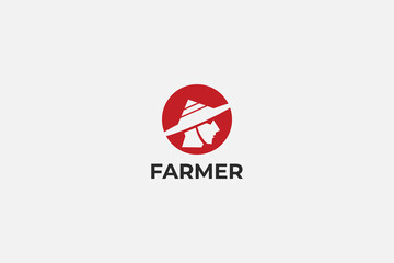 Head, hat, sun farmer minimal logo