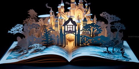 A book that has a castle on it, Fairy tale book.