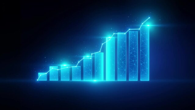 Graph growth up futuristic design, with particles and lens flare.