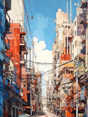 Hand-Drawn City Skylines: Streetside Strokes - Field Painting Masterpieces