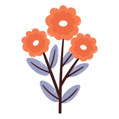 hand drawing cartoon flower. cute floral doodle