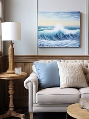 Hand-Painted Ocean Horizons: Seascape Serenity Wall Art Showpieces
