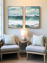 Hand-Painted Ocean Horizons: Wall Art Capturing Tidal Tranquility