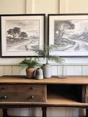 Coastal Views: Hand-Sketched Vintage Landscapes of Wild Sea and Farmhouse Scenes