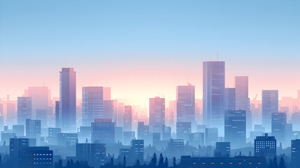 Fototapeta premium Cityscape Sunset with Urban Silhouette