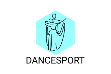 dancesport sport vector line icon. a couple of dancers are dancing in the ballroom sport pictogram, vector illustration.
