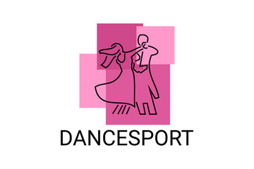 dancesport sport vector line icon. a couple of dancers are dancing in the ballroom sport pictogram, vector illustration.