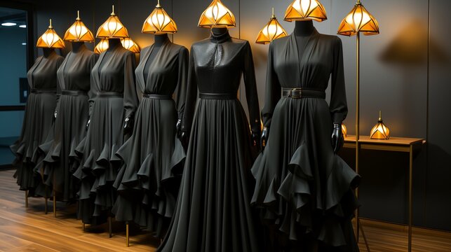 a group of mannequins dressed in black
