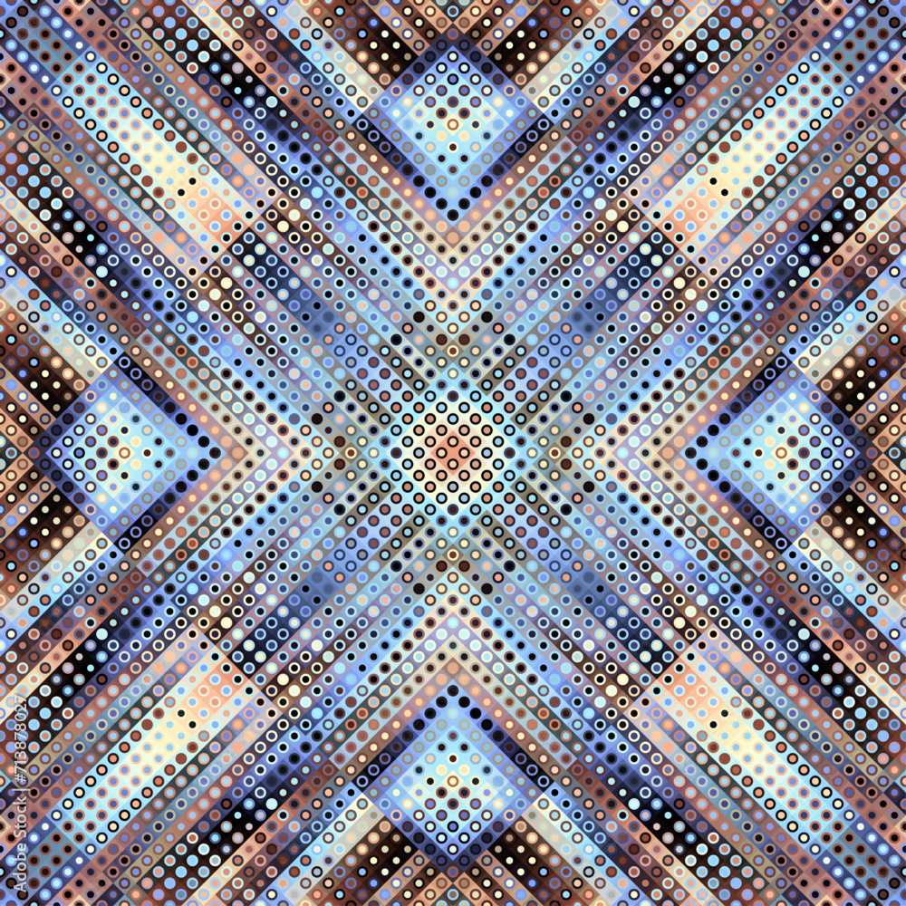 Poster Geometric abstract pattern moire overlay style. Halftone style with small dots. Abstract seamless technology texture. Vector pattern