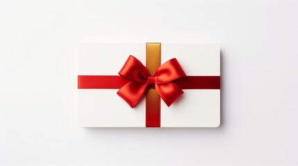 gift box with red ribbon - obrazy, fototapety, plakaty