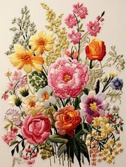Heirloom Floral Embroidery: Field Painting in Vintage Design