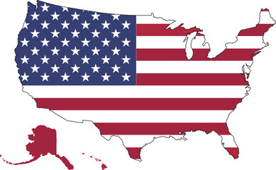 USA flag with map