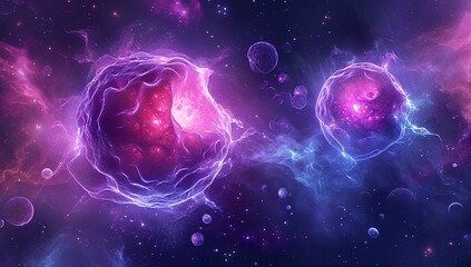 a group of purple and red cells