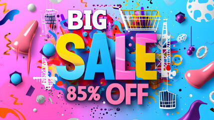 discount up to 85%, advertisement background