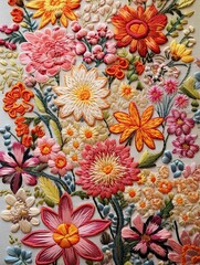 Heirloom Floral Embroidery: Vintage Blossom Design Wall Art
