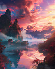 Ethereal Twilight Reflections Ai generated