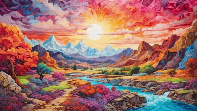 Abstract art of a fictional scenary 