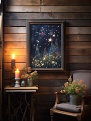 Midnight Celestial Starry Skies - Farmhouse Space View Wall Art: Night's Nectar Unveiled