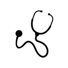 Stethoscope medical symbol. Stethoscope silhouette design isolated on white background. Stethoscope vector illustration.