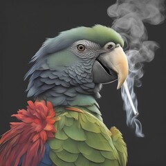 smoking parrot illustration background