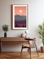 Minimalist Mountain Landscapes: Wildflower Views - A Simplistic Vintage Art Print