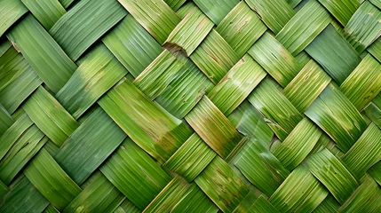 Foto op Plexiglas background of woven ketupat from young coconut leaves © Helfin
